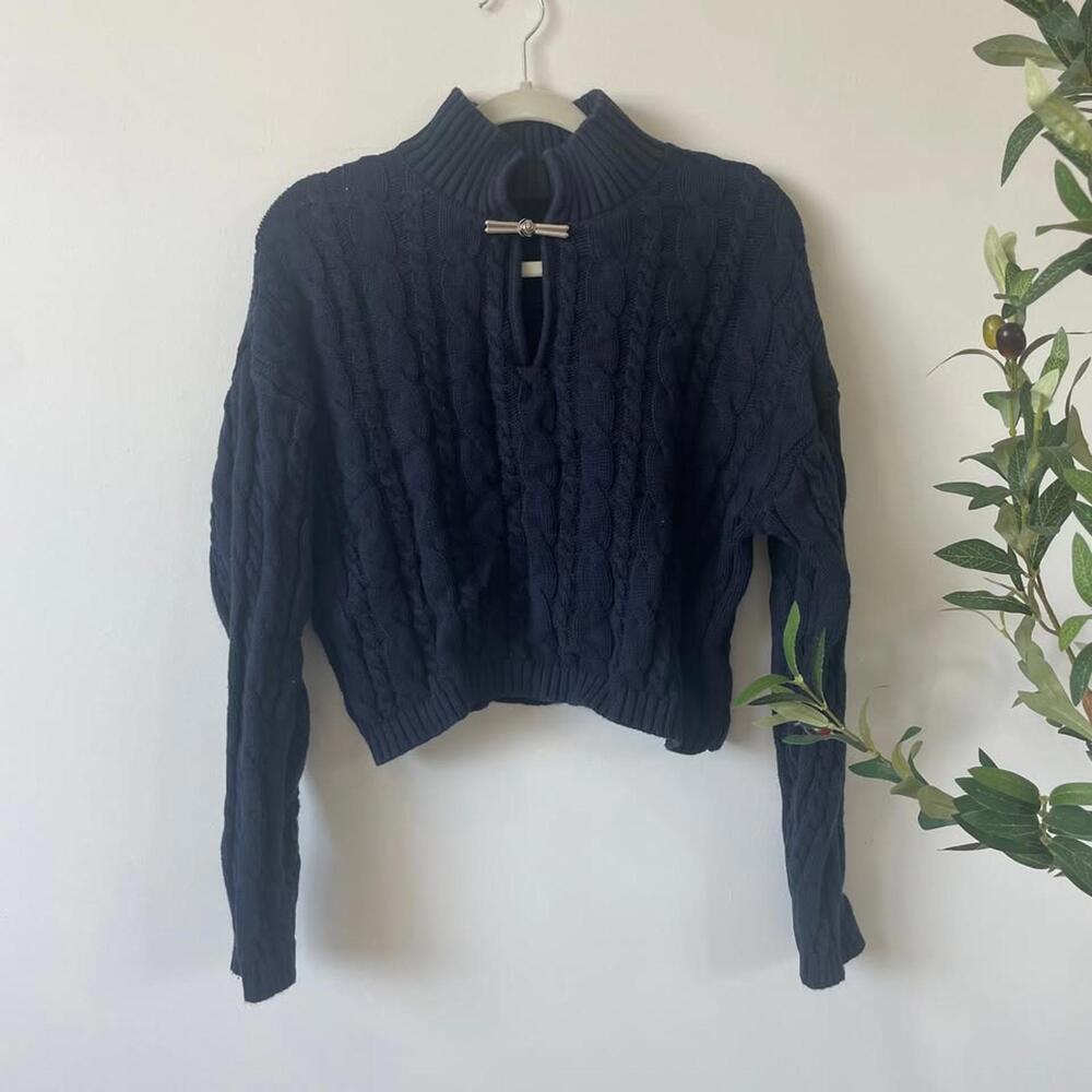 Navy sweater with silver clasp, size S